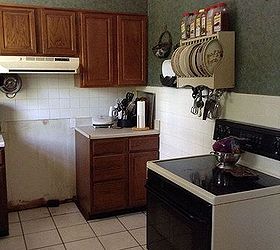 q small u shaped kitchen i need help please to make it more functional, kitchen cabinets, kitchen design, Tiny cabinets and counter space No room for microwave above stove