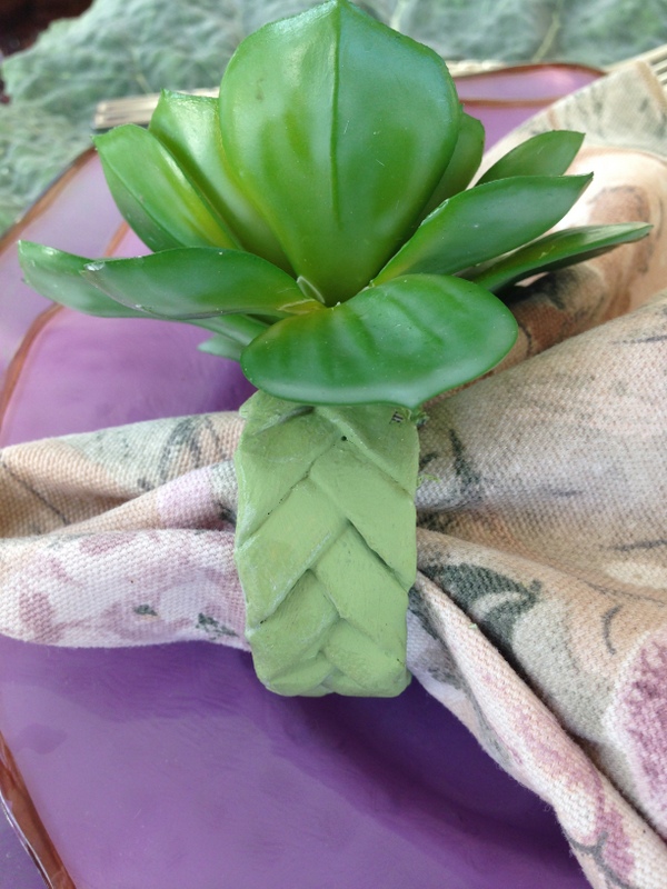 faux succulent and woven newspaper napkin ring, crafts