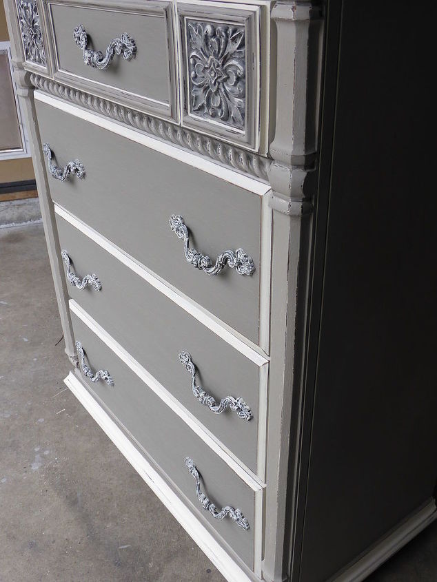 sophisticated grey painted lady dresser, chalk paint, painted furniture