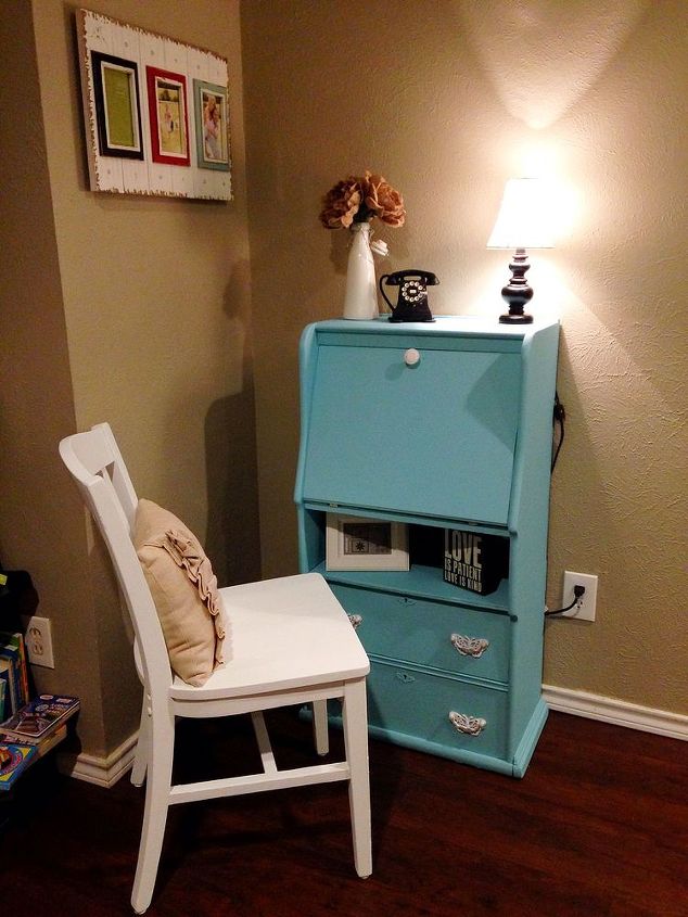 first diy project complete, painted furniture, Finished