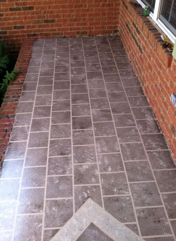 Front Porch Faux Tile Hometalk Front Porch Faux Tile Diy Flooring Porches