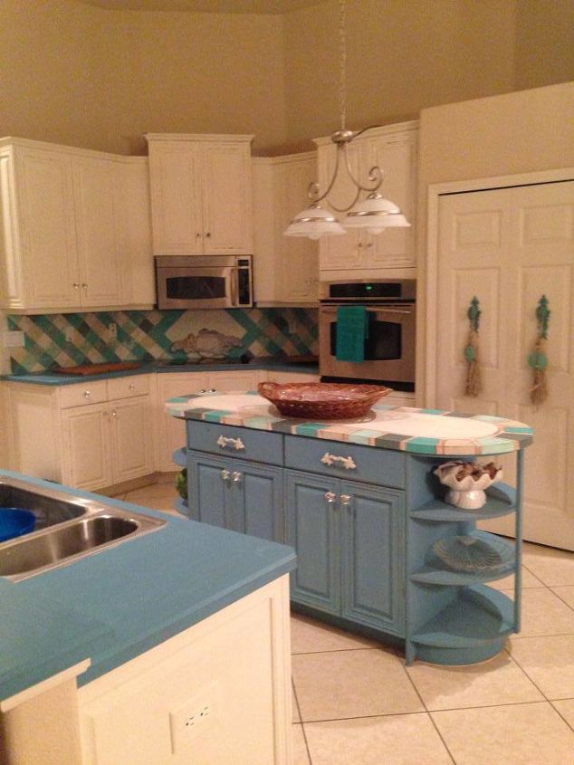 we redid our palm coast kitchen with coastal colors paint and loving i, home decor, kitchen design, paint colors, painting