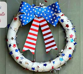 patriotic pool noodle wreath, crafts, seasonal holiday decor