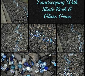 how i created a garden feature with black shale and blue glass gems, gardening, landscape