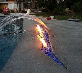 cool fire and water landscape design, landscape, outdoor living, ponds water features