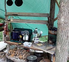 Una cocina exterior casera