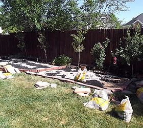 transforming ugly old gravel patio, oh my back