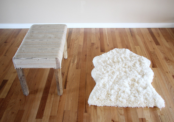 diy sheepskin stool, how to, painted furniture, repurposing upcycling, reupholster
