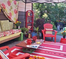ugly patio make over, outdoor furniture, outdoor living, patio, A different view
