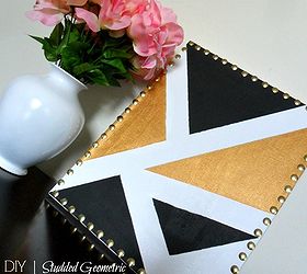 diy studded geometric wall art, crafts, home decor, wall decor, like it pin it for later