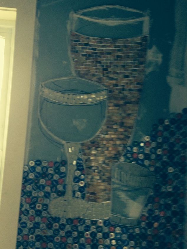 Beer Bottle Cap Wall Floor Hometalk Beer Bottle Cap Wall Floor Bathroom Ideas Diy Flooring Repurposing Upcycling