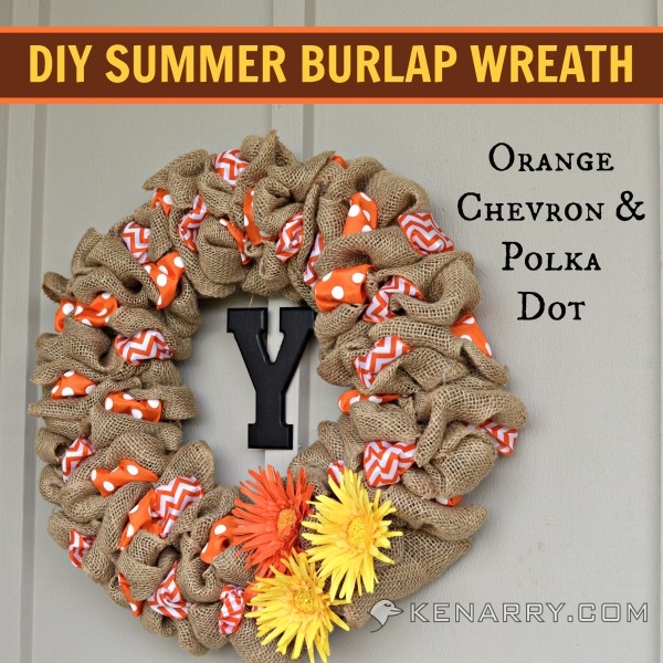 diy summer burlap wreath orange chevron and polka dot, crafts, seasonal holiday decor, wreaths