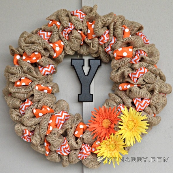 diy summer burlap wreath orange chevron and polka dot, crafts, seasonal holiday decor, wreaths