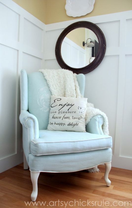 stenciling an upholstered chair, painted furniture