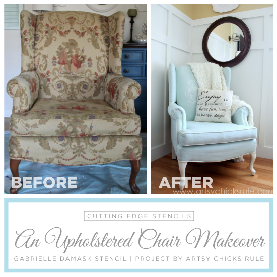 stenciling an upholstered chair, painted furniture