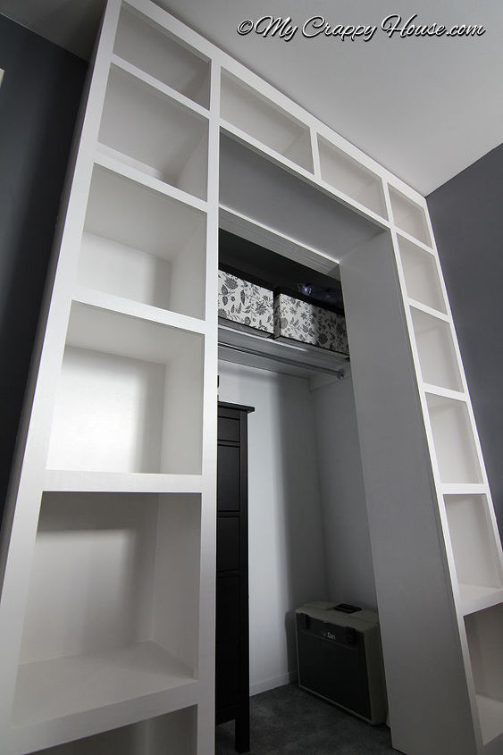 built in bookshelves around a closet, closet, diy, storage ideas, woodworking projects