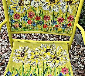 painted garden chair art, outdoor furniture, outdoor living, painted furniture