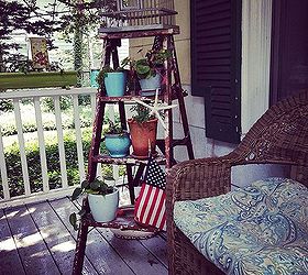stepladder repurpose plant holder, outdoor living, porches, repurposing upcycling