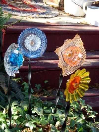dish flower diy garden craft, crafts, gardening, repurposing upcycling, Barbara McGee s dish flower patch