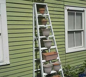 grandpa s old wood ladder planter, flowers, gardening, repurposing upcycling