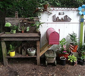 attaching your mini tool shed mailbox to your potting bench, diy, gardening, outdoor living, repurposing upcycling