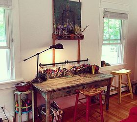 repurposed art studio in family room of wisconsin farmhouse, craft rooms, home decor
