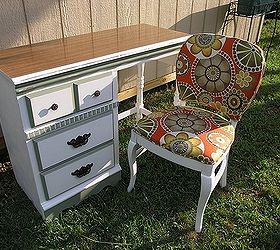 retro desk and chair, painted furniture