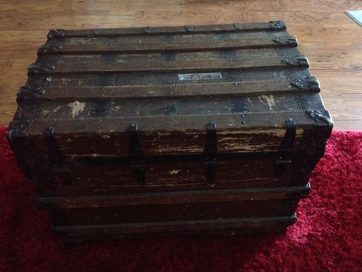old beat up steamer trunk