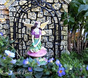fairy garden outdoor decor, container gardening, flowers, gardening