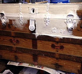 shabby chic trunk re do, chalk paint, decoupage, painted furniture, repurposing upcycling, shabby chic