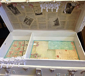 shabby chic trunk re do, chalk paint, decoupage, painted furniture, repurposing upcycling, shabby chic