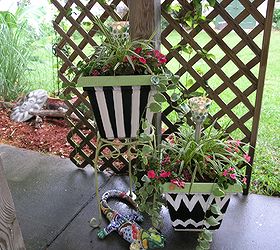 plastic old flower planters, container gardening, flowers, gardening