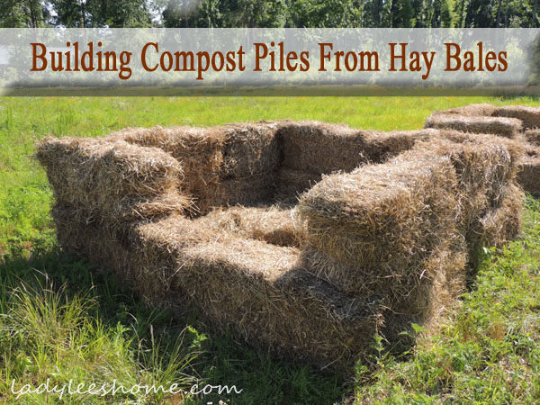 building compost piles from hay bales, composting, gardening, go green, homesteading