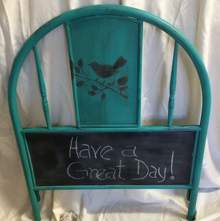 unique chalk board made from antique crib piece, chalkboard paint, crafts, painted furniture, repurposing upcycling