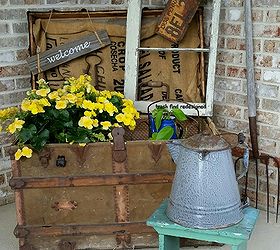 repurposed estate sale finds dress up my empty front porch corner, porches, repurposing upcycling, Front Porch in the Summer