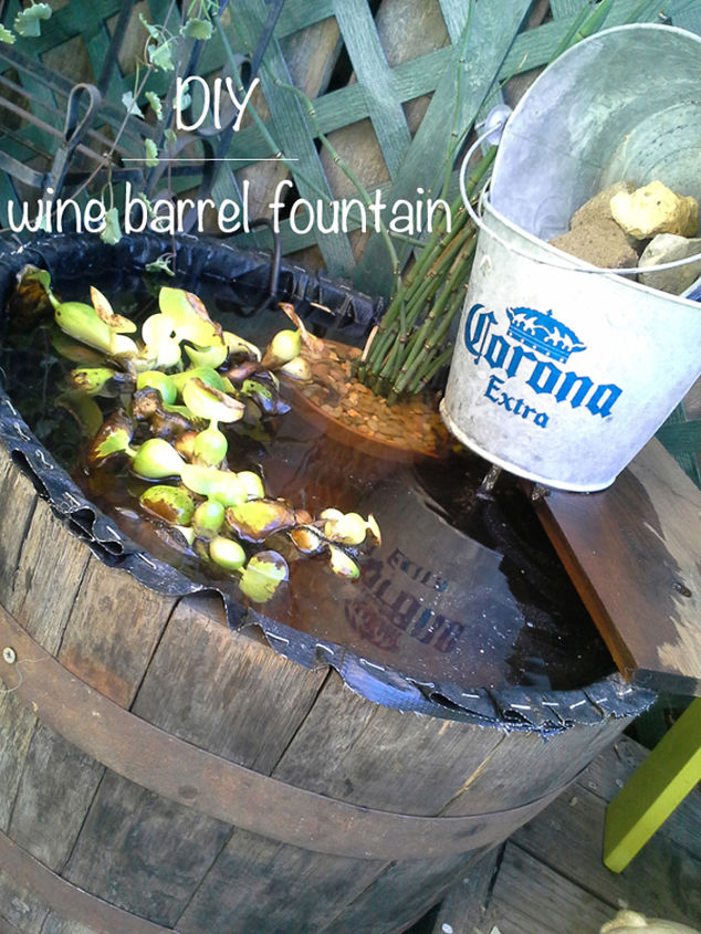 fountain wine barrel diy, gardening, outdoor living, ponds water features