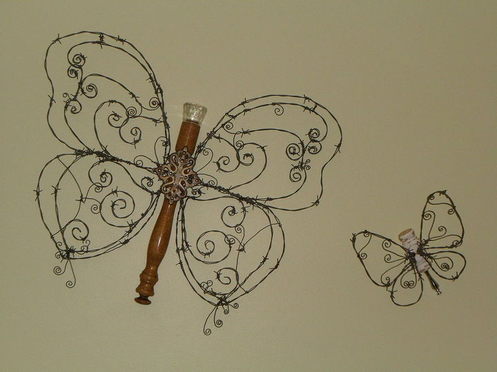 butterfly barbed wire wall ornaments, crafts, home decor, wall decor