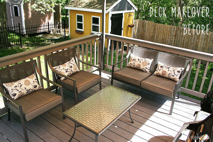 deck back patio before after decor, decks, outdoor furniture, outdoor living, patio, Before back deck by Little Yellow Couch
