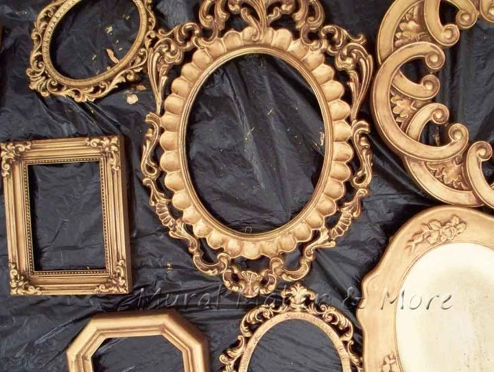 gold faux finish antique frames budget, painting, repurposing upcycling