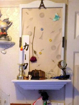 hallway recycled thrift vintage tree, foyer, painting, repurposing upcycling, shabby chic, shelving ideas, storage ideas