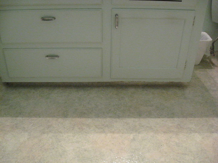 q looking for ideas for bathroom floor tile in small 50 s tract home, bathroom ideas, flooring, small bathroom ideas, tile flooring, tiling, keeping old cabinet and painting with new hardware