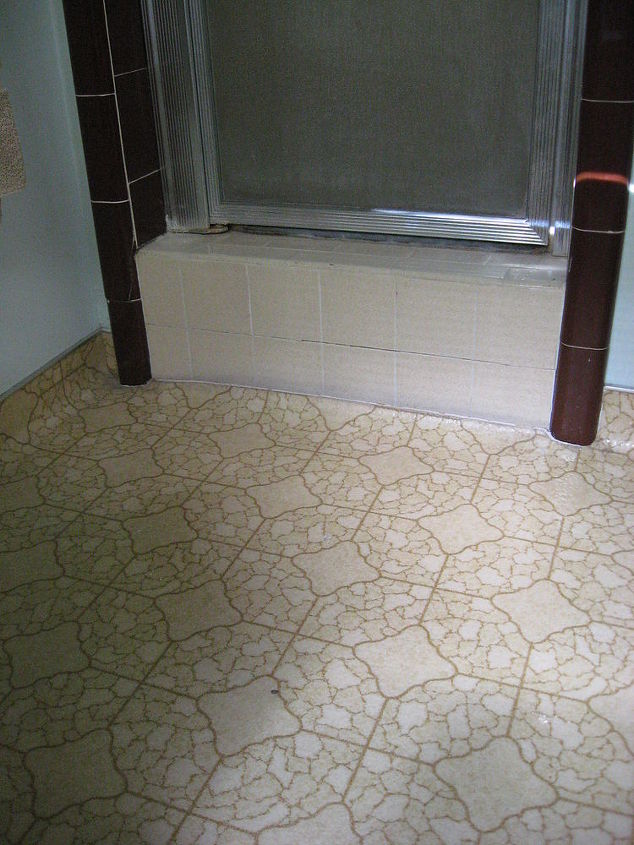 q looking for ideas for bathroom floor tile in small 50 s tract home, bathroom ideas, flooring, small bathroom ideas, tile flooring, tiling, brown and tan tile in shower