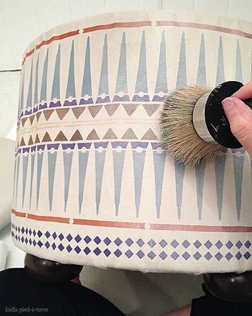 ottoman makeover vintage diy tribal, painted furniture, reupholster