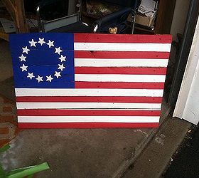 colonial flag wood paint diy, patriotic decor ideas, repurposing upcycling, seasonal holiday decor, woodworking projects
