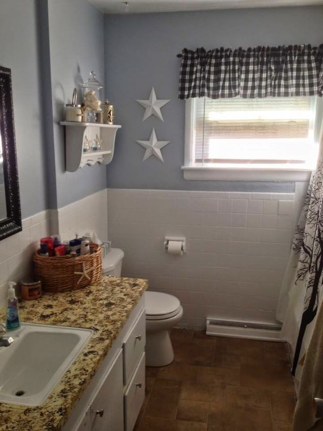turn that ugly bathroom into something pretty with paint, bathroom ideas, countertops, flooring, home decor, small bathroom ideas, After fresh and pretty