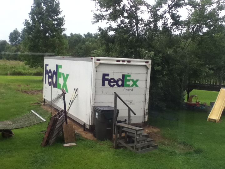 how can i make a fedex container look like a barn