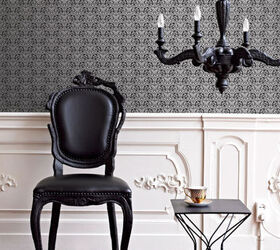 wallpaper transformations stylish trendy, home decor, wall decor, Black Swirled Contemporary Damask Wallpaper