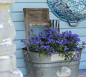 planter wash tub repurpose, container gardening, gardening, outdoor living, repurposing upcycling