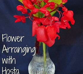 flower arranging hosta leaves, flowers, home decor