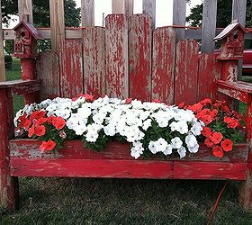 bench planter box rustic, container gardening, flowers, gardening, repurposing upcycling